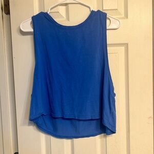 Lululemon blue cropped tank with cutout in the back